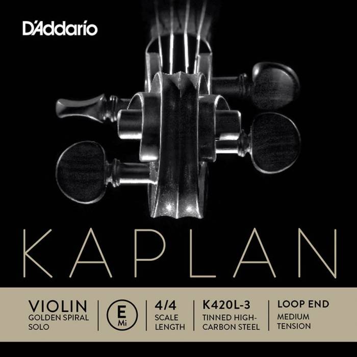Struny na housle: D'Addario Kaplan Golden Spiral Solo K420L-3 Struna na housle E Struna na housle E D'Addario Kaplan Golden Spiral Solo K420L-3