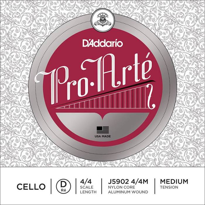 Struny na violoncella: D'Addario Pro Arte Bowed J5902-44M Struna na violoncello D 4/4 Struna na violoncello D 4/4 D'Addario Pro Arte Bowed J5902-44M