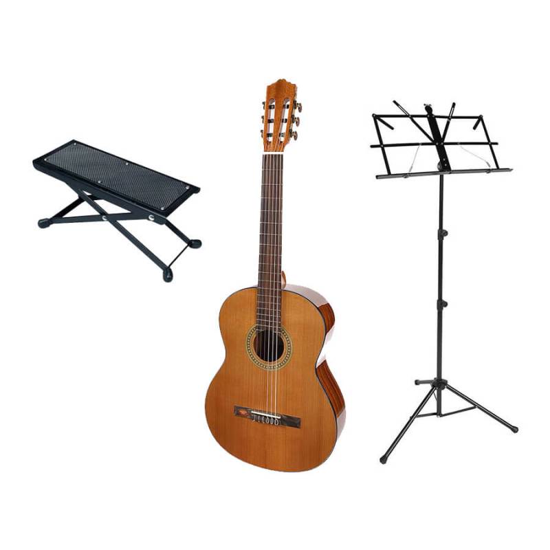 Klasická kytara + podnožka + notový stojan Salvador Cortez Student CC-10-SET - 1