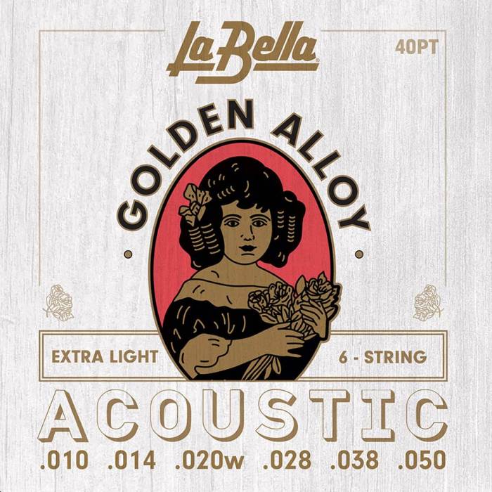 Struny na akustické kytary: LaBella Golden Alloy Wound L-40PT Struny na akustickou kytaru Struny na akustickou kytaru LaBella Golden Alloy Wound L-40PT